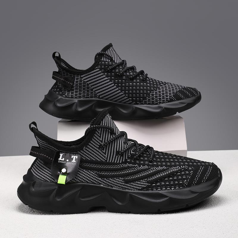 Men's Running Shoes Fashion Sneakers Lightweight Breathable Flying Knitting Lace Up Mesh Walking Shoes Workout Casual Sports Shoes