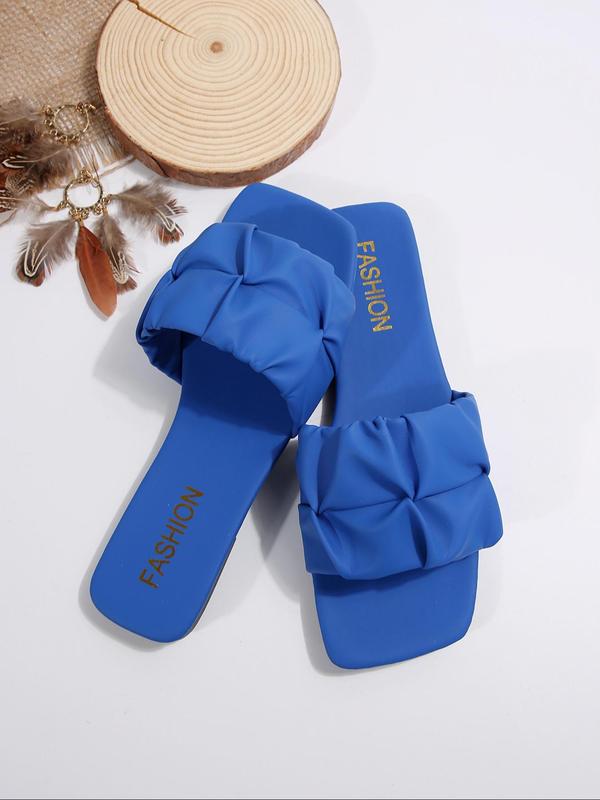 Simple Plain Slide Sandals for Women, Casual Non-slip Flat Sandals for Summer Beach Vacation, 2024 New Style Women's Shoes for Daily Indoor and Outdoor Wear