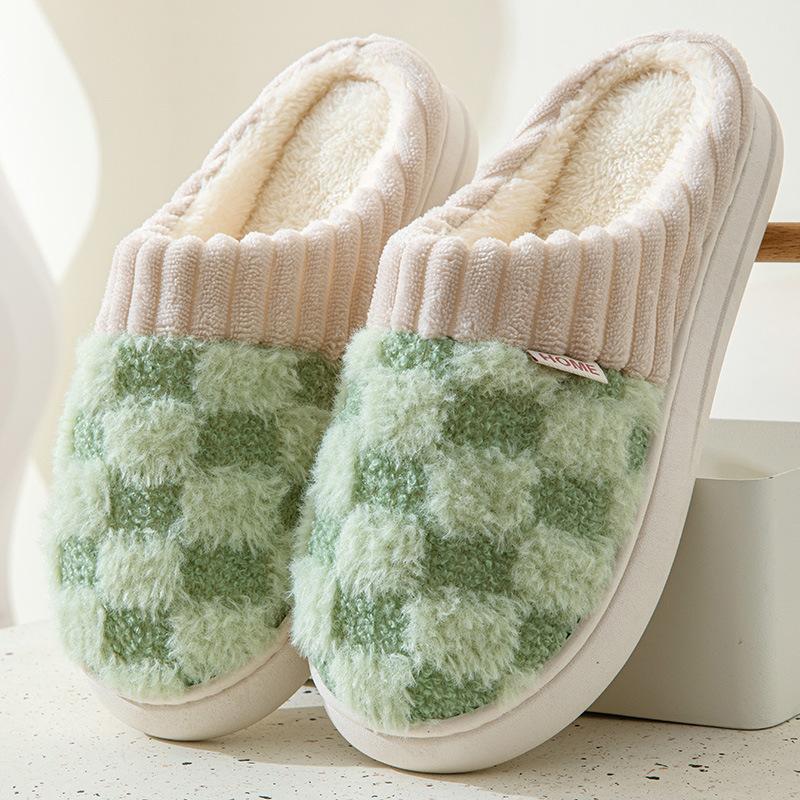 Womens Cotton Slippers Winter Warm Slippers for Women and Men Indoor Outdoor Home Non-slip Shoes