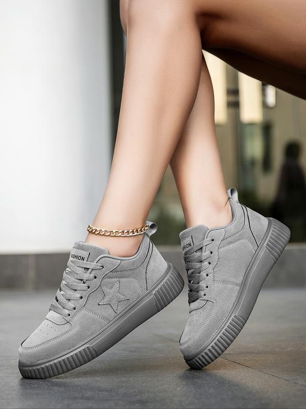 Women's Fashionable Star Pattern Lace Up Low Top Skate Shoes, Casual Comfortable Sports Shoes for Daily Wear, Perfect for Students and Outdoor Sports