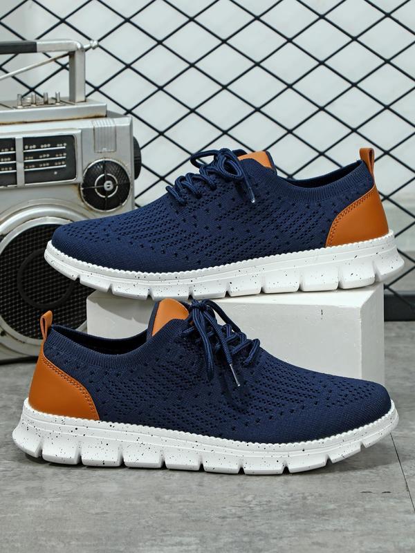 Men's Lace Up Front Mesh Breathable Lightweight Sneakers, Casual Comfortable Sports Running Shoes, Male All-match Round Toe Shoes for Daily Wear