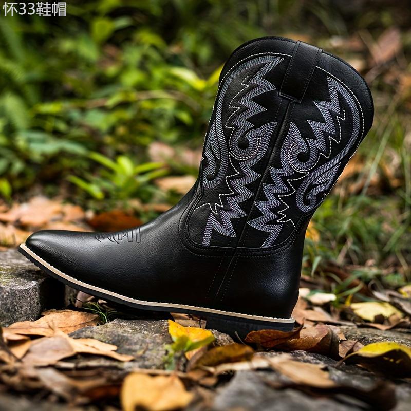 Windproof Slip-On Cowboy Boots for Horse Riding Walking Shoes Footwear