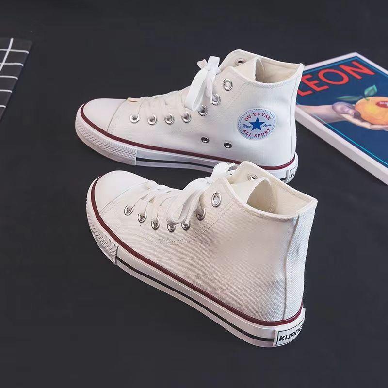 Classic High-Top Canvas Shoes Men's and Women's Shoes Couple's Versatile Flat Student Shoes Korean Style Wholesale One Piece Dropshipping