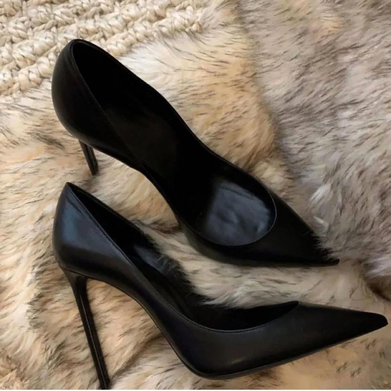 Professional High Heels Women's Black New Pointed Stiletto Heel Formal Leather Shoes Etiquette Flight Attendant Stewardess Work Shoes