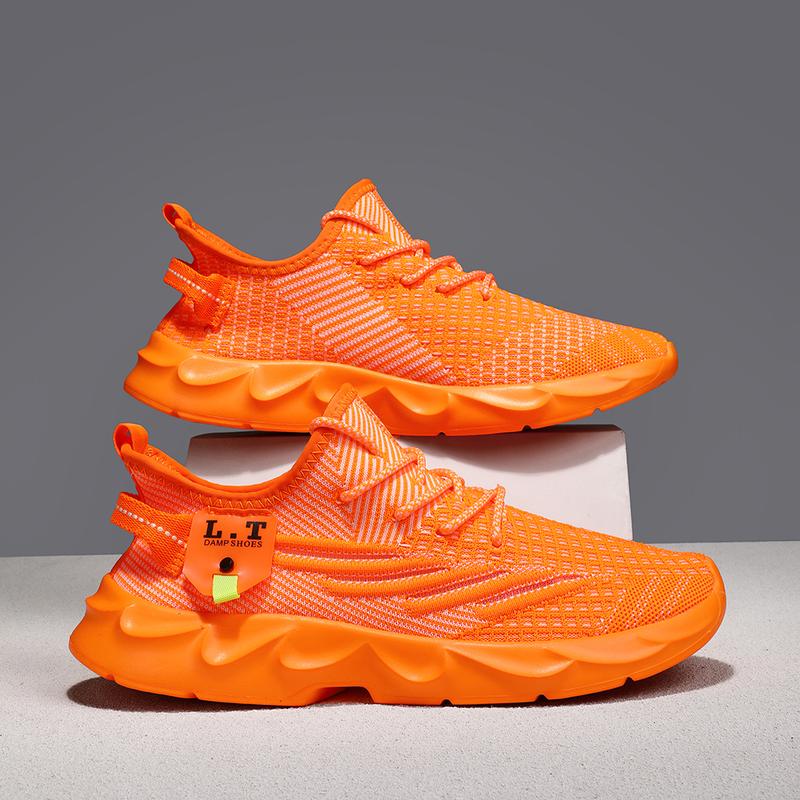 Men's Running Shoes Fashion Sneakers Lightweight Breathable Flying Knitting Lace Up Mesh Walking Shoes Workout Casual Sports Shoes