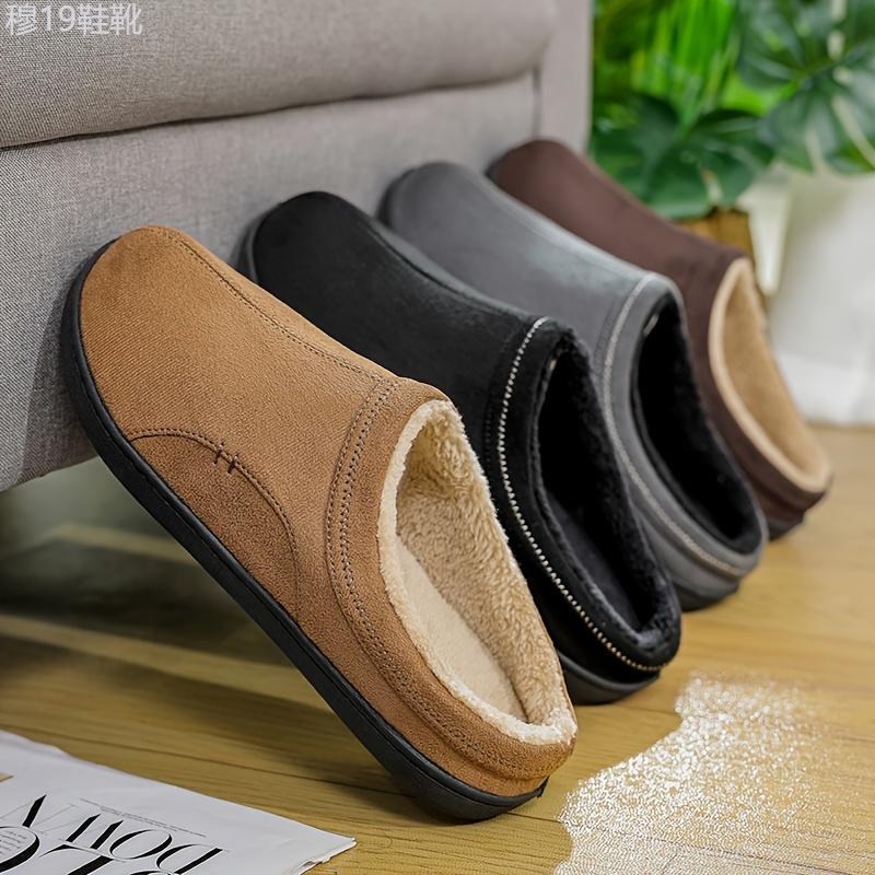 Men's PLUS SIZE Soft Plush Cozy House Slippers, Lightweight Breathable Anti-skid Slip-on Shoes With Fuzzy Lining And Suede Uppers For Indoor Walking, Autumn And Winter Boy Walking Shoes Footwear Flipflop Footwear Flipflop Slide Comfort