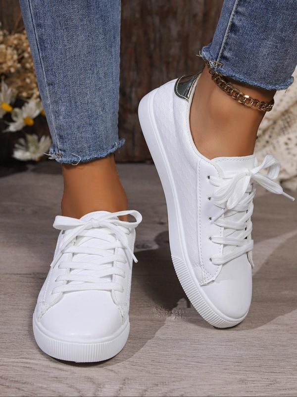 Women's Fashionable Lace Up Low Top Sneakers, Casual Comfortable Sports Shoes for Daily Wear, Female All-match Round Toe Shoes for Daily Wear