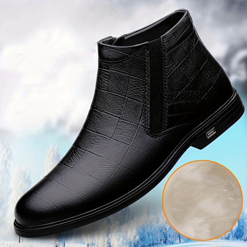 Business Office Spring, Autumn and Winter Men's High-Top Side Zipper Leather Boots