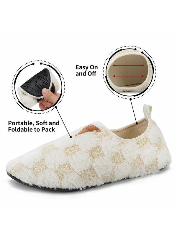 Women's Plaid Pattern Plush Slippers, Casual Soft Comfortable Home Slippers, Warm Slippers for Indoor & Outdoor Use for Women & Girls