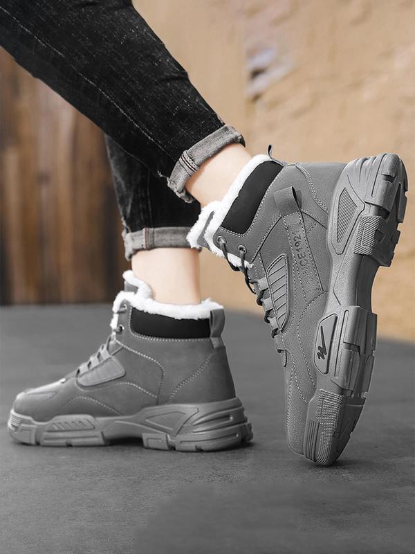 Women's Sporty Lace Up Mid Top Snow Boots, Casual Comfortable Warm Ankle Boots for Fall & Winter, Female All-match Trendy Shoes for Daily Wear