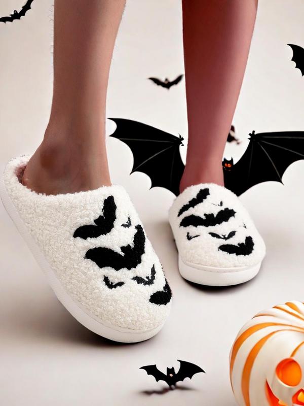 Women's Christmas Halloween Themed Cartoon Pattern Plush Slippers, Casual Soft Comfortable Home Slippers, Warm Slippers for Indoor & Outdoor Use for All Seasons