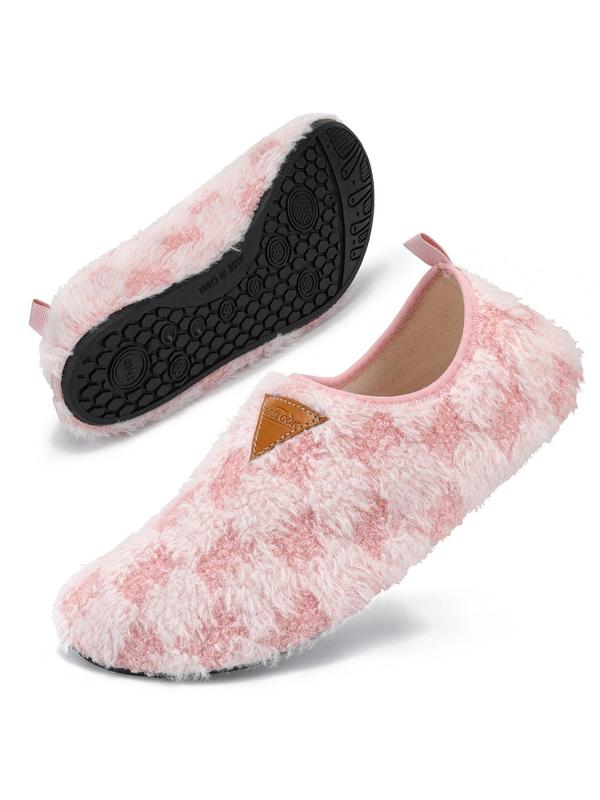 Women's Plaid Pattern Plush Slippers, Casual Soft Comfortable Home Slippers, Warm Slippers for Indoor & Outdoor Use for Women & Girls