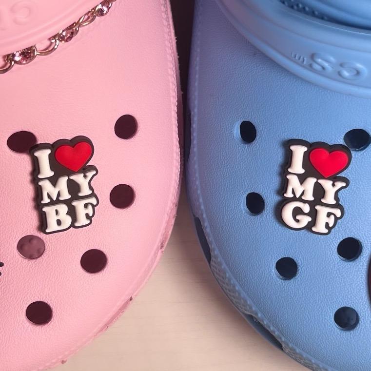 I love My BF GF Croc Charm, Keychain, Pins -  Footwear Shoe Decor Matching Accessories  Silicone