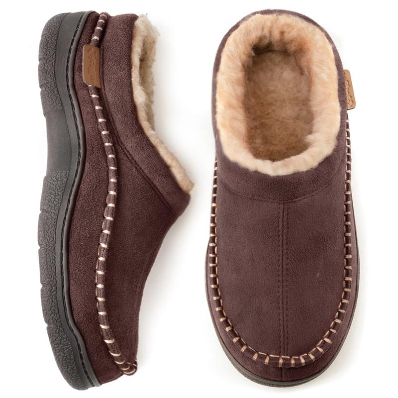 YL-2024 New Men's Slip On Moccasin Slippers, Indoor Outdoor Warm Fuzzy Comfy House Shoes, Fluffy Wide Loafer Slippers