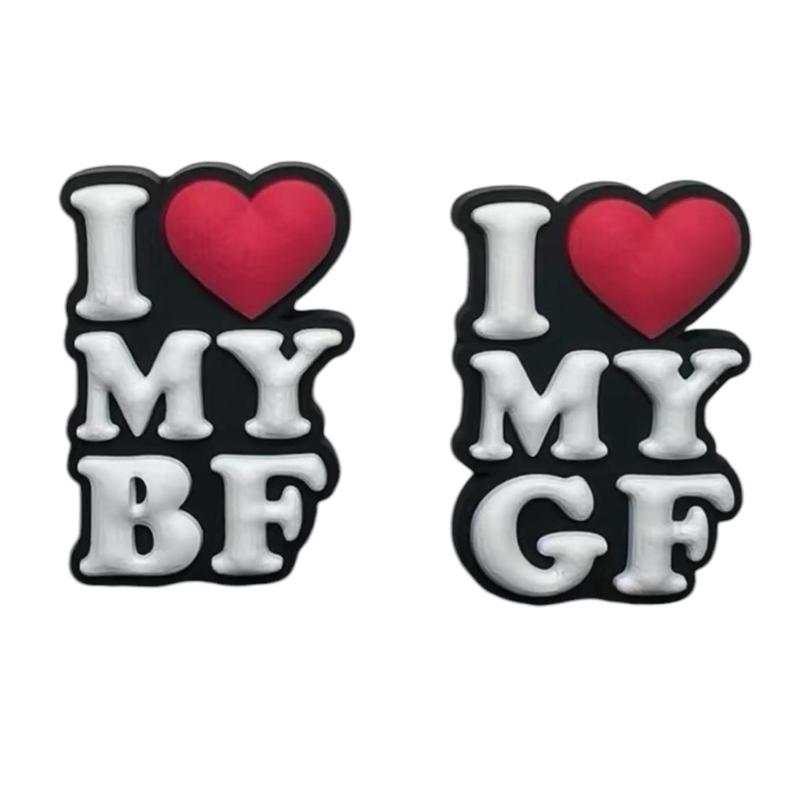 I love My BF GF Croc Charm, Keychain, Pins -  Footwear Shoe Decor Matching Accessories  Silicone