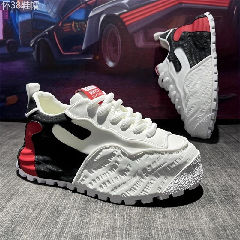 Fashion Chunky Sneakers - Comfortable, Versatile Dad Shoes with Thick Platform for Height Boost, Lace-Up Casual Streetwear, All-Season Wear Closed Sports Shoes Trainer Training Runner Athletic Running Footwear Boy Walking Shoes Insole Rubber