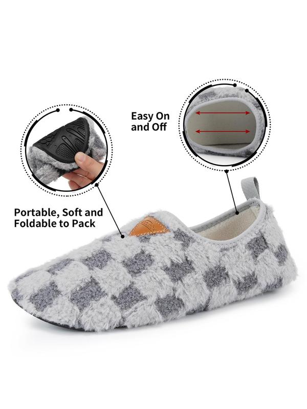 Women's Plaid Pattern Plush Slippers, Casual Soft Comfortable Home Slippers, Warm Slippers for Indoor & Outdoor Use for Women & Girls