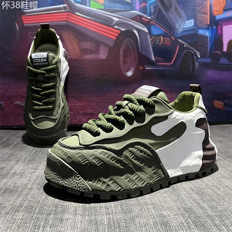 Fashion Chunky Sneakers - Comfortable, Versatile Dad Shoes with Thick Platform for Height Boost, Lace-Up Casual Streetwear, All-Season Wear Closed Sports Shoes Trainer Training Runner Athletic Running Footwear Boy Walking Shoes Insole Rubber