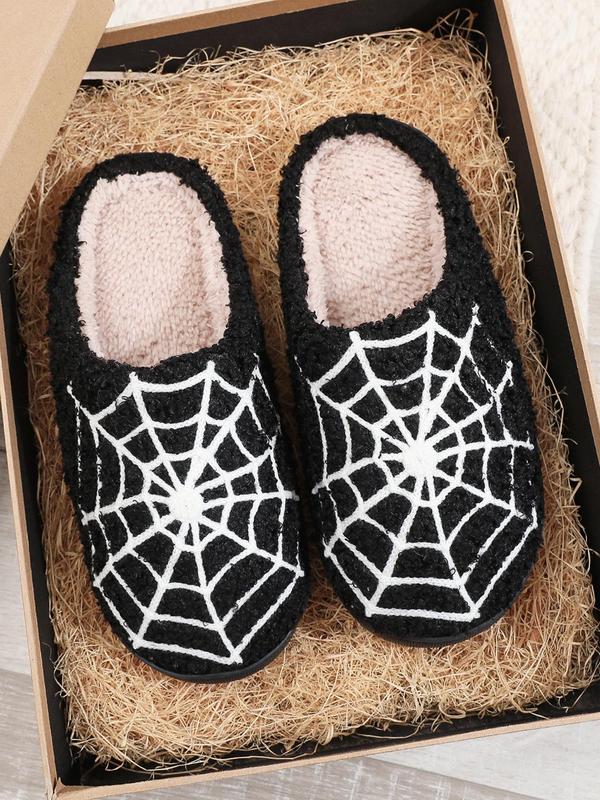 Women's Christmas Halloween Themed Cartoon Pattern Plush Slippers, Casual Soft Comfortable Home Slippers, Warm Slippers for Indoor & Outdoor Use for All Seasons