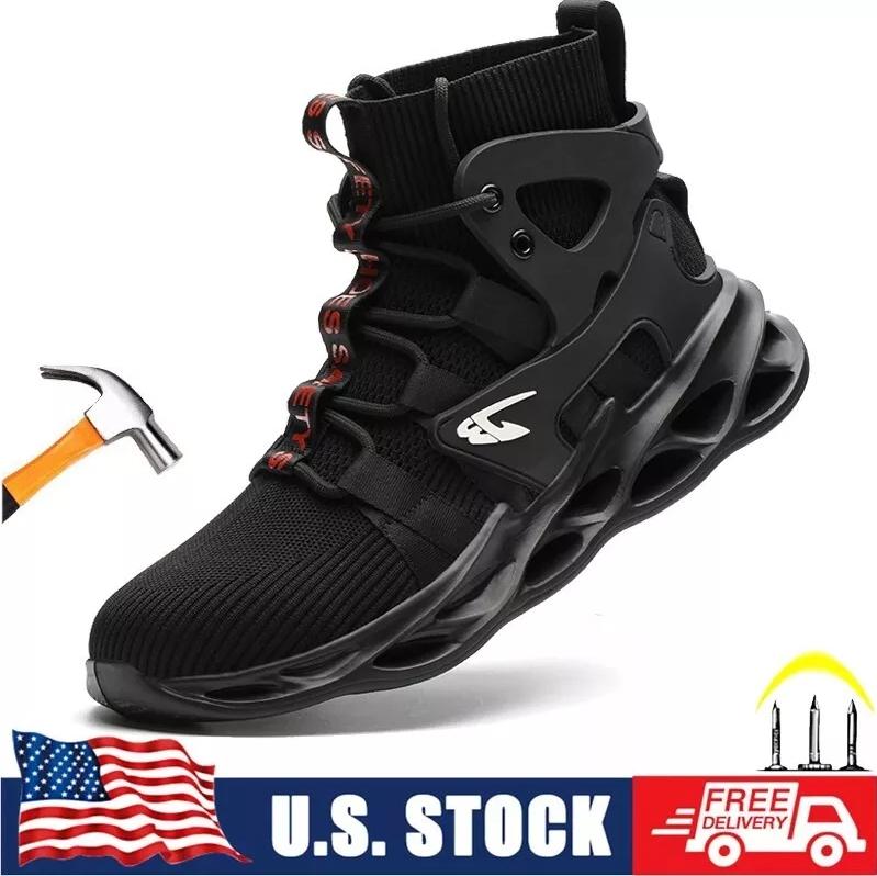 Men's Sneakers Safety Shoes Steel Toe Work Boots Construction Non-slip Size 8-12.5