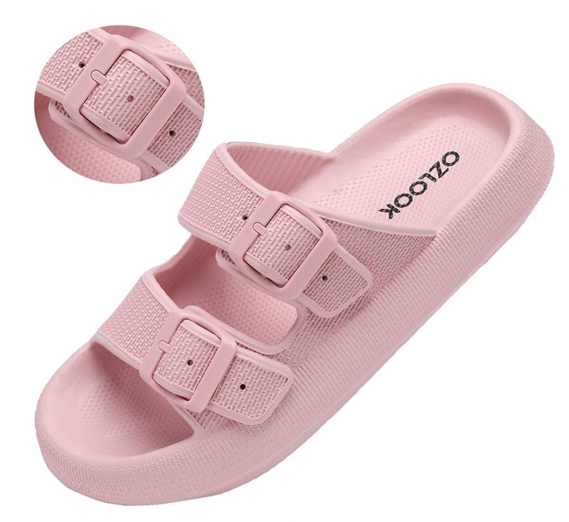 Women's Platform Sandals, Chunky Lightweight Foam Slip on Slides, Comfortable  Beach Sandals with Adjustable Buckle