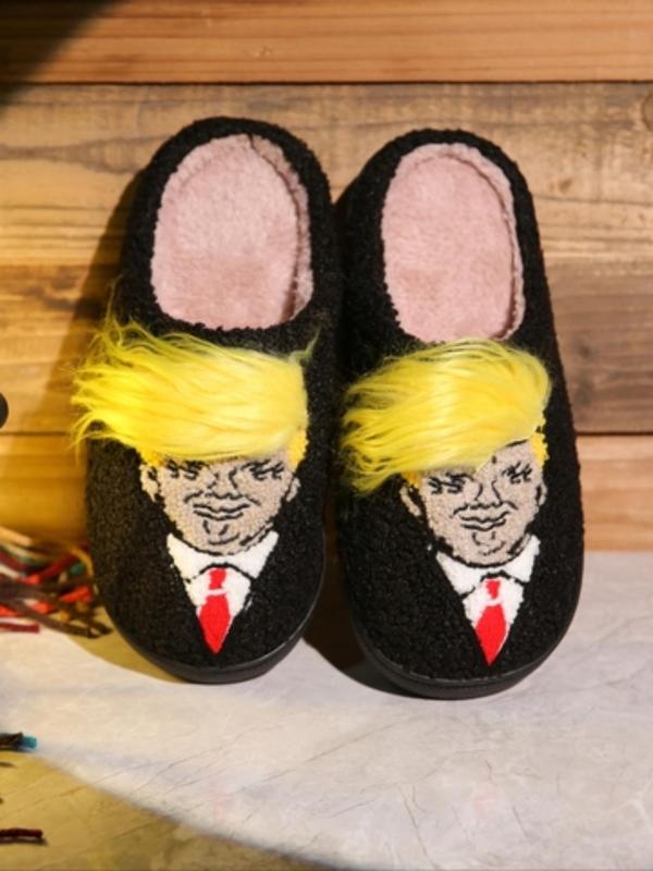 Women's Cartoon Design Fluffy Slippers, Casual Soft Comfortable Home Slippers, Warm Slippers for Indoor & Outdoor Use for Fall & Winter