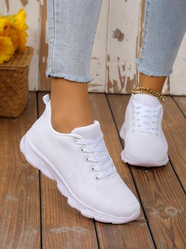 Women's Simple Style Outdoor Sports Shoes, Lightweight Running Shoes, Casual Comfortable Breathable Lace Up Sneakers for Daily Wear