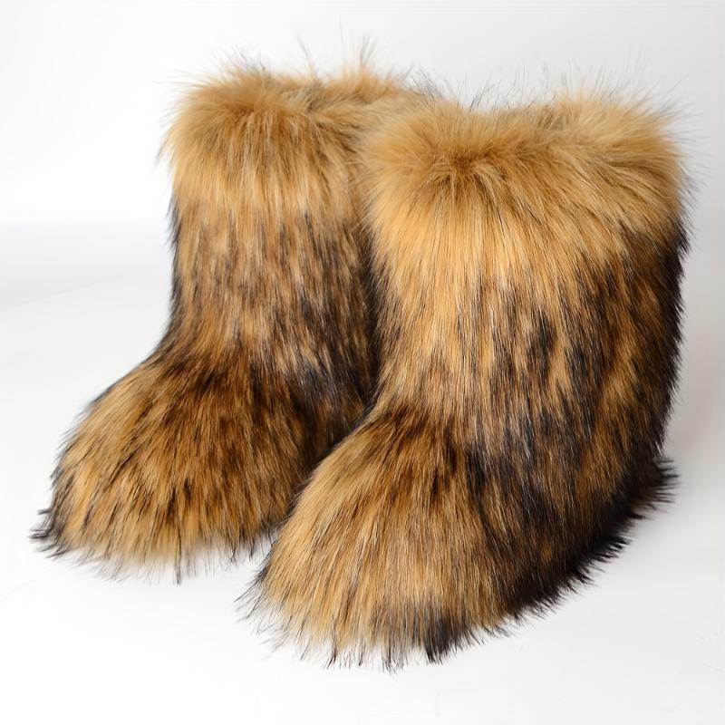 Cozy Faux Fur Snow Boots for Women - Comfortable Mid Calf Boots with Soft Faux Fur Lining, Anti-Slip Sole, and Easy Zip Closure - Perfect for Winter Outdoor Activities, Casual Daily Wear, and Gift Giving