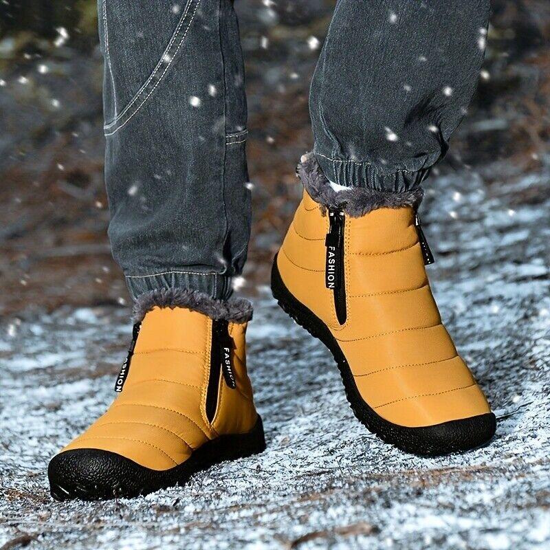 Double Zipper Snow Boots for Men, Winter Velvet Shoes, Outdoor Warm Cotton Shoes