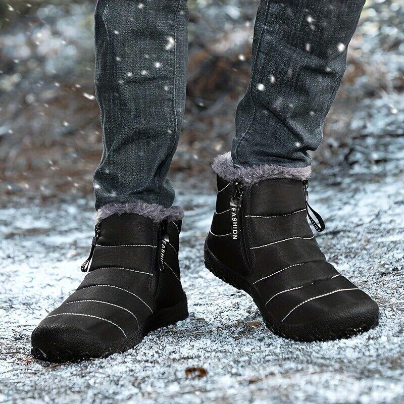 Double Zipper Snow Boots for Men, Winter Velvet Shoes, Outdoor Warm Cotton Shoes