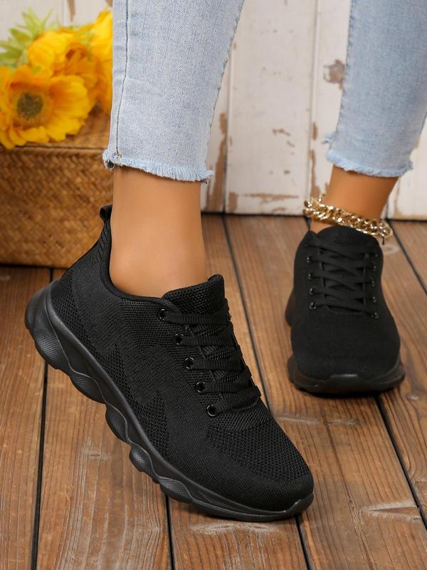 Women's Simple Style Outdoor Sports Shoes, Lightweight Running Shoes, Casual Comfortable Breathable Lace Up Sneakers for Daily Wear