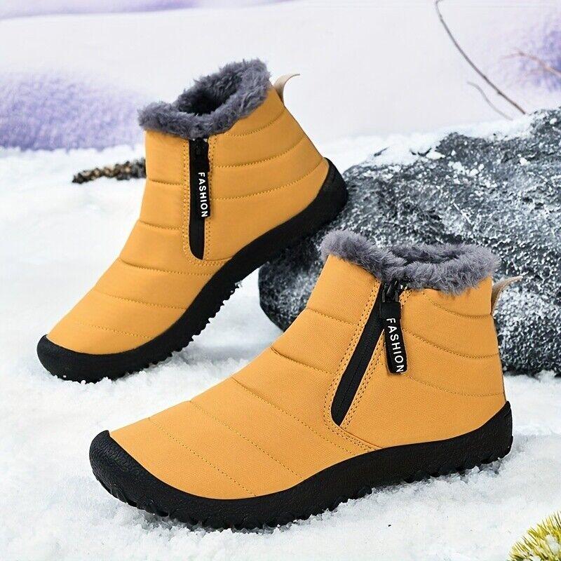 Double Zipper Snow Boots for Men, Winter Velvet Shoes, Outdoor Warm Cotton Shoes