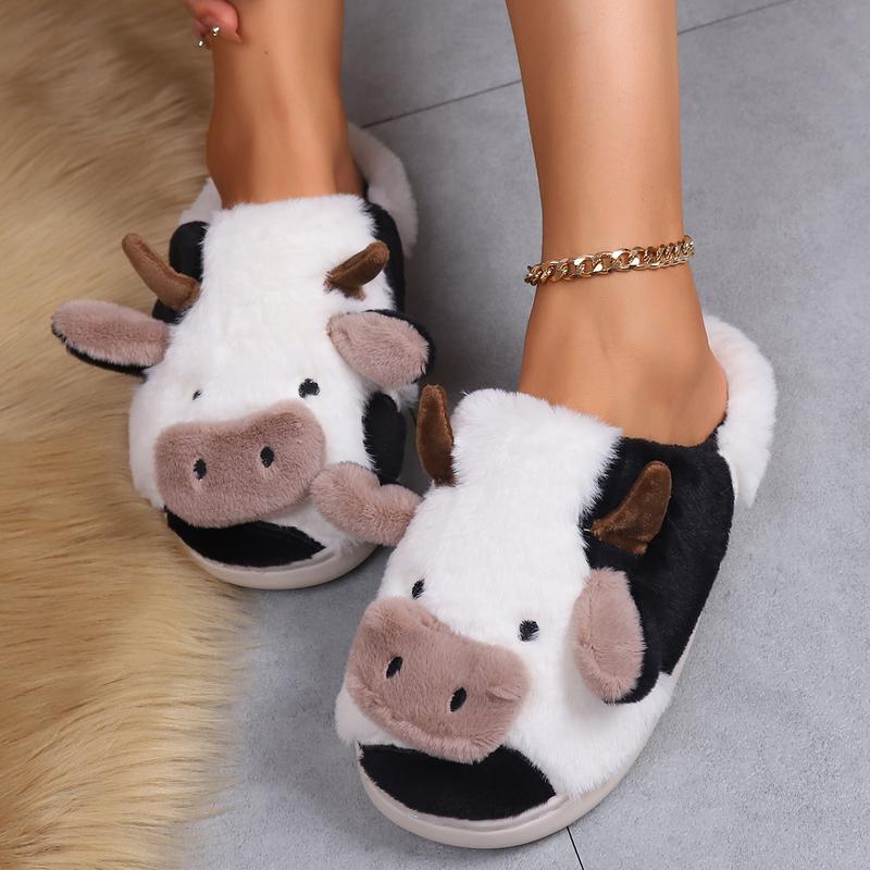 Cow Cartoon Slippers For Women Indoor And Outdoor Mens House Cute Fuzzy Keep Warm Animal Cloud Slides Winter Soft Comfy Warm Anti-Slip Home Slippe