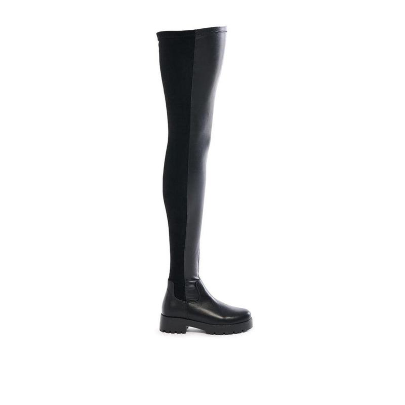 AZALEA WANG HAYDEE BLACK OVER THE KNEE SUEDE AND PU BOOT