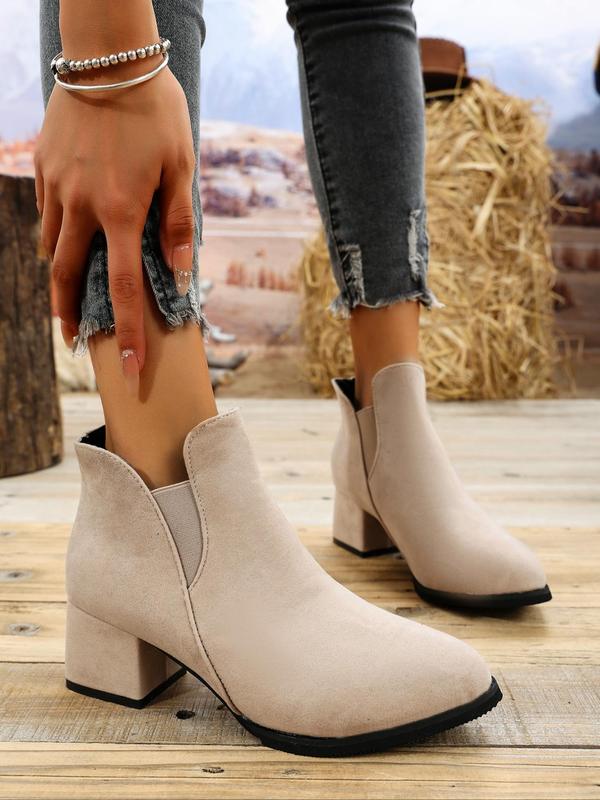 Women's Fashionable Solid Color Ankle Boots, Casual Pointed Toe Chelsea Boots for Daily Wear, Female All-match Trend Shoes for Fall & Winter