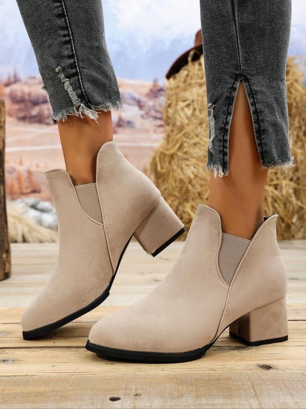 Women's Fashionable Solid Color Ankle Boots, Casual Pointed Toe Chelsea Boots for Daily Wear, Female All-match Trend Shoes for Fall & Winter