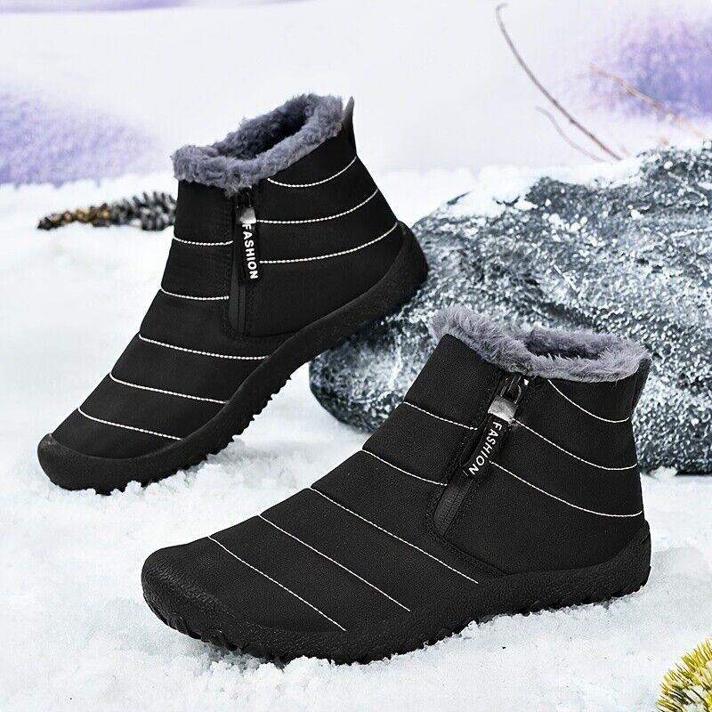 Double Zipper Snow Boots for Men, Winter Velvet Shoes, Outdoor Warm Cotton Shoes