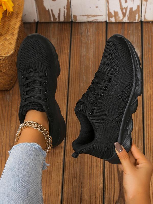 Women's Simple Style Outdoor Sports Shoes, Lightweight Running Shoes, Casual Comfortable Breathable Lace Up Sneakers for Daily Wear