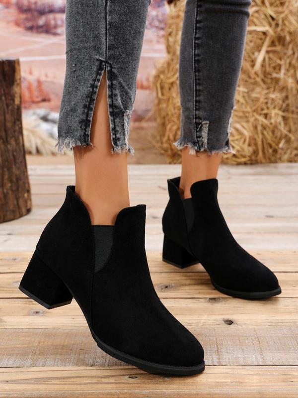 Women's Fashionable Solid Color Ankle Boots, Casual Pointed Toe Chelsea Boots for Daily Wear, Female All-match Trend Shoes for Fall & Winter