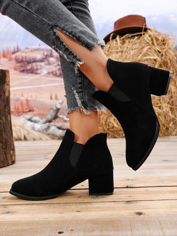 Women's Fashionable Solid Color Ankle Boots, Casual Pointed Toe Chelsea Boots for Daily Wear, Female All-match Trend Shoes for Fall & Winter