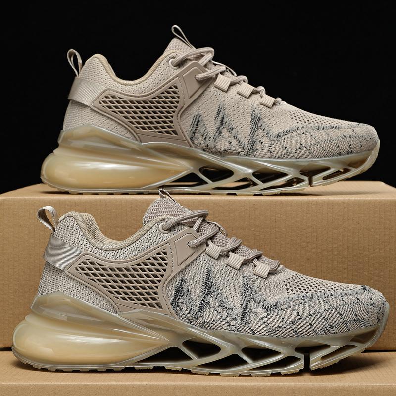 Men's Fashion Sneakers Breathable Mesh Running Shoes Blade Non Slip Soft Sole Casual Athletic Walking Shoes