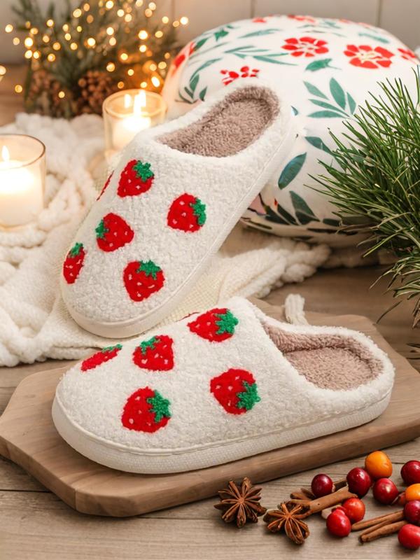 Cute Printed Fuzzy Slide Slippers, Women's Bedroom Slippers Back To School, Kawaii Fluffy Warm Comfort Cozy Slippers, 2024 New Stylish House Slippers for Girl Footwear As Gift