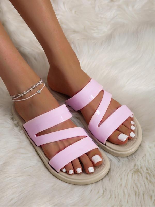 Women's Fashionable Solid Color Slides, 2024 Summer Slippers, Girl Footwear, Walking Shoes, Casual Comfortable Non-slip Slippers for Indoor and Outdoor Beach