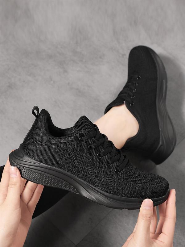 Women's Fashionable Solid Color Lace Up Low Top Sneakers, Casual Comfortable Breathable Sports Running Shoes, All-match Basic Shoes for Daily Wear