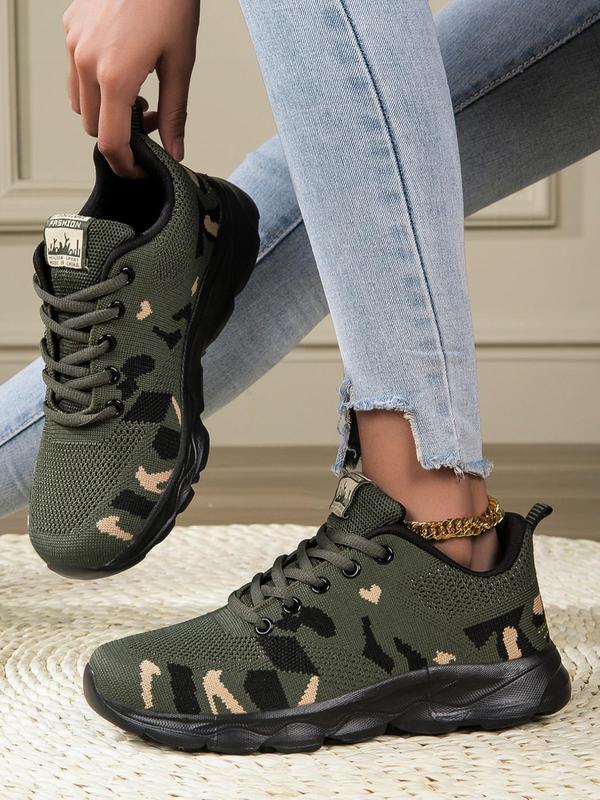 Women's Camo Pattern Lace Up Low Top Sneakers, Casual Comfortable Breathable Sports Running Shoes, All-match Outdoor Sports Shoes for Daily Wear