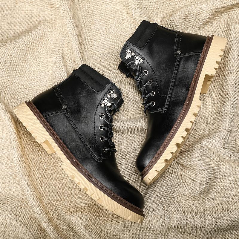 Men's Casual Lace-up Ankle Leather Boots Walking Boots Dress  Shoes