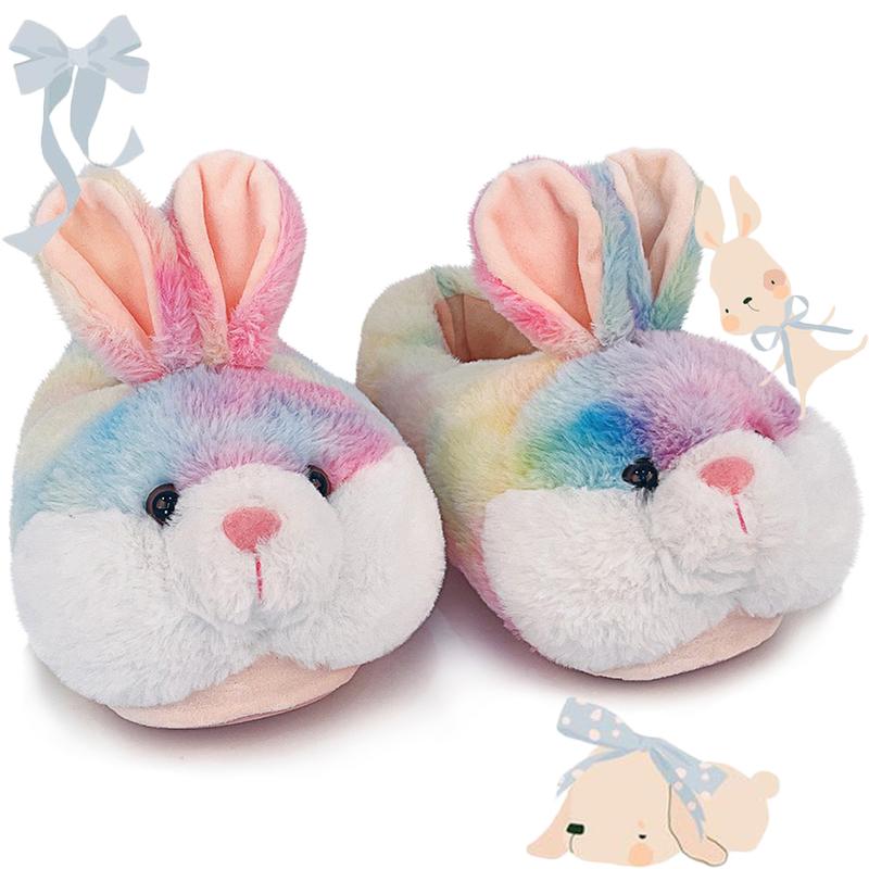 Cute Classic Bunny Slippers for Women Funny Animal Novelty Slippers for Adults Plush Rabbit Bedroom Slippers Grey