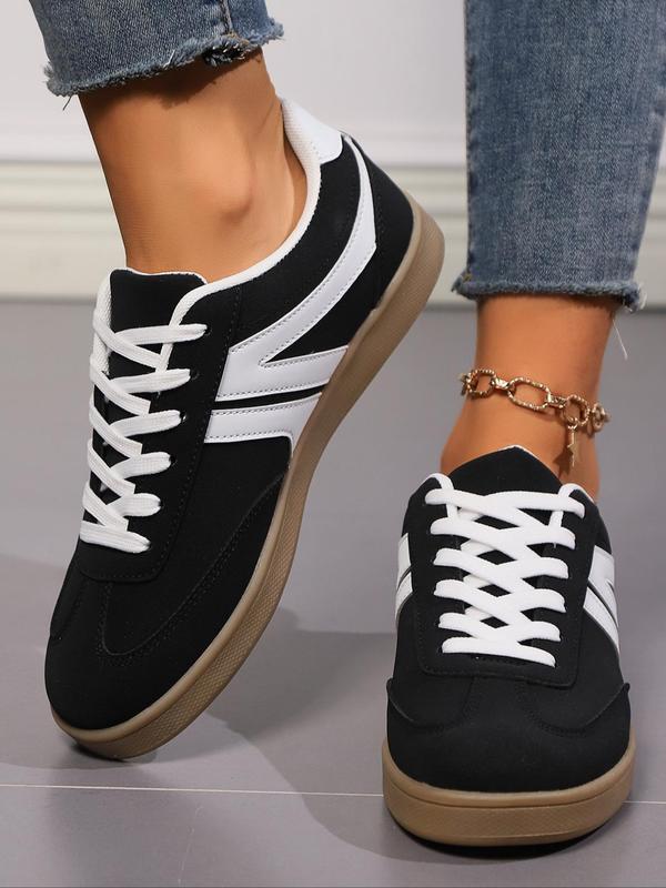 Women's Fashionable Colorblock Lace Up Low Top Sneakers, Casual Comfortable Breathable Sports Shoes, Female All-match Round Toe Shoes for Daily Wear