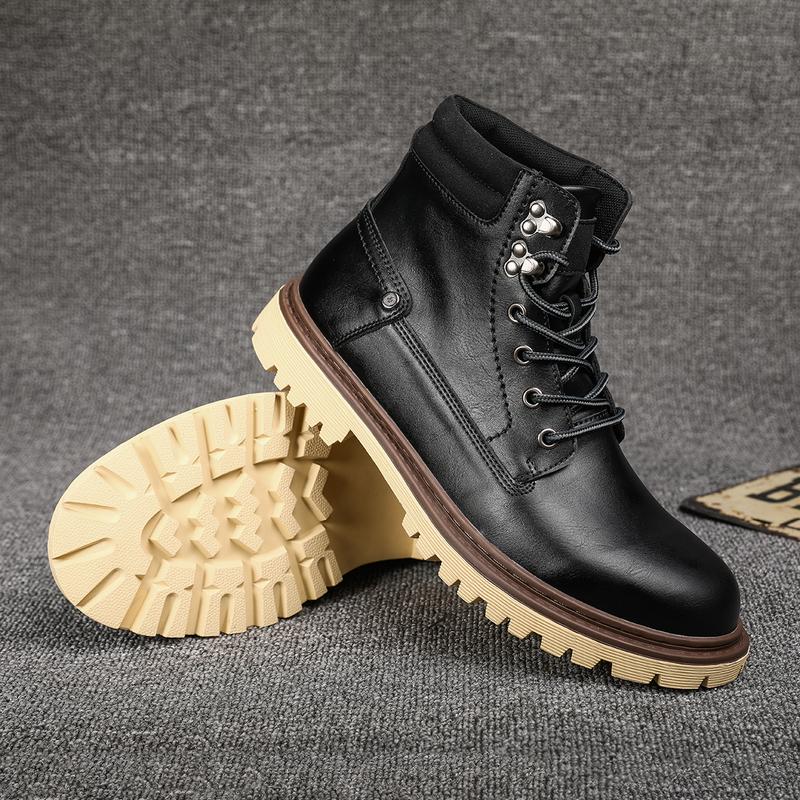 Men's Casual Lace-up Ankle Leather Boots Walking Boots Dress  Shoes