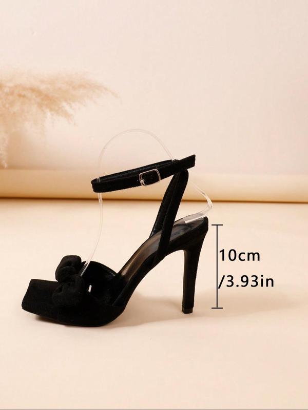 Women's Fashionable Bow Decorated Stiletto Heels, 2024 New Style Elegant Square Toe High Heel Sandals for Party, Daily Clothing Decor for Women & Girls